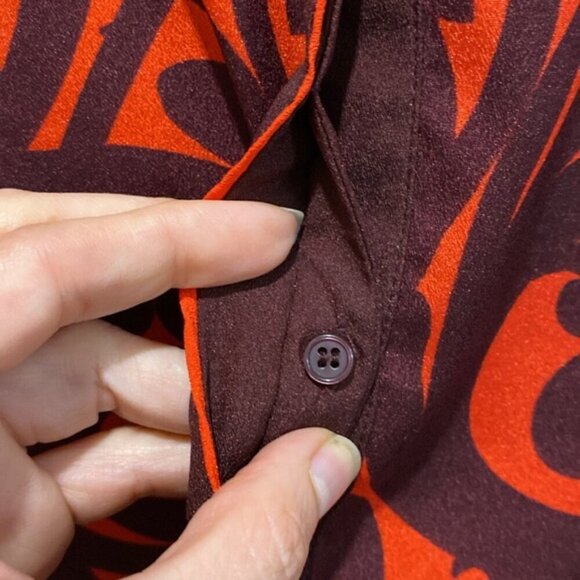 New York & Company Red Button Down Blouse Size Large - Picture 15 of 16